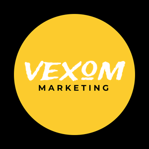 Marketing logo in a yellow circle - Kommunikation