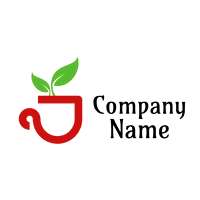 Logotipo de restaurante con copa roja y rama - Medio ambiente & Ecología Logotipo
