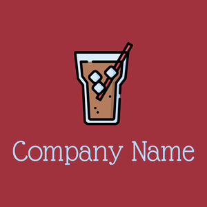 Iced coffee logo on a Milano Red background - Food & Drink