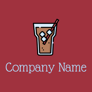 Iced coffee logo on a Milano Red background - Essen & Trinken