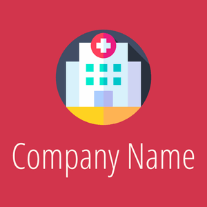 Hospital logo on a Brick Red background - Arquitectura