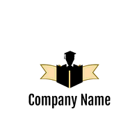 Logo graduado detrás del libro - Educación Logotipo