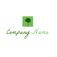 Green tree logo in a square - Landscaping