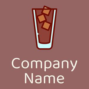 Iced coffee logo on a Copper Rose background - Essen & Trinken