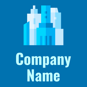 City logo on a Cerulean background - Costruzioni & Strumenti