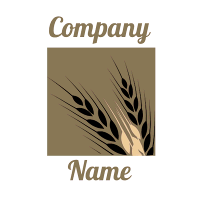 Logotipo cuadrado de trigo en marrón - Agricultura Logotipo