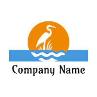 Logo de una garza en el agua - Viajes & Hoteles Logotipo