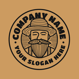farmer with beard and hat logo - Agricultura