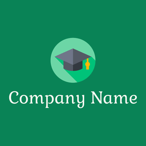 Mortarboard logo on a Pine Green background - Educación