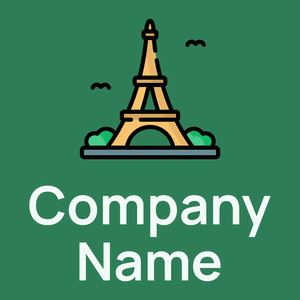 Outlined Eiffel tower logo on a Sea Green background - Arquitetura