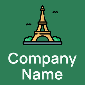 Outlined Eiffel tower logo on a Sea Green background - Architectuur