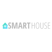 Logotipo de casa azul conectado a WiFi - Computadora Logotipo