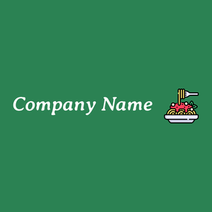 Spaghetti logo on a Sea Green background - Essen & Trinken