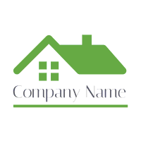Logo con la silueta de una casa verde - Bienes raices & Hipoteca Logotipo
