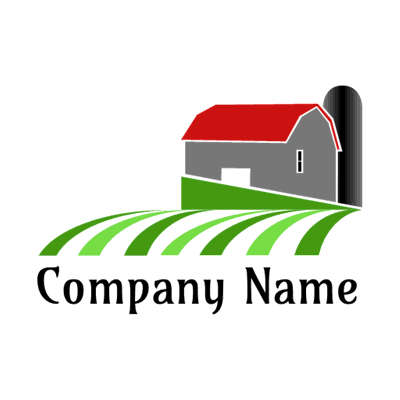 Logotipo de granja con campo verde - Agricultura Logotipo