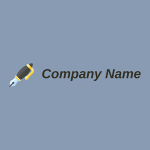 Fountain pen logo on a Rock Blue background - Comunicaciones