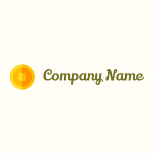 Amber Chinese coin on a Floral White background