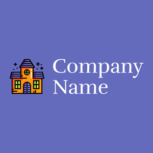 Haunted house logo on a Chetwode Blue background - Architettura