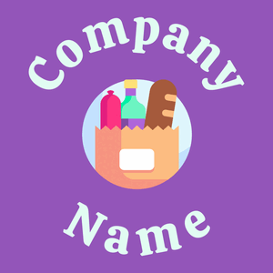 Grocery bag logo on a Deep Lilac background - Alimentos & Bebidas