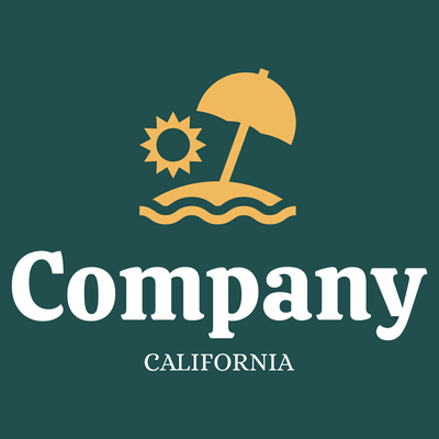 Beach logo with umbrella on green background - Gemeinnützige Organisationen