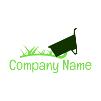Logo carretilla verde y hierba - Paisage Logotipo
