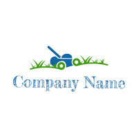Logo cortadora de césped azul - Limpieza & Mantenimiento Logotipo
