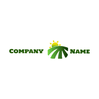 Feld-Logo mit aufgehender Sonne - Landwirtschaft Logo