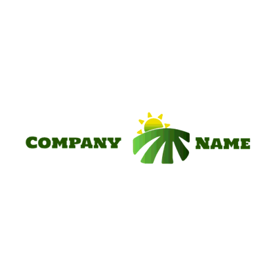 Logotipo de campo con sol naciente - Agricultura Logotipo