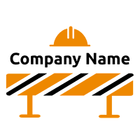 Construction logo with helmet and barrier - Construction & Outils