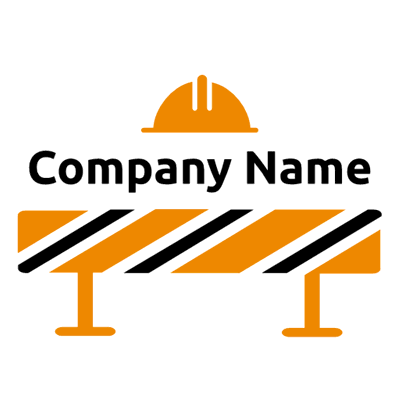 Logotipo de construcción con casco y barrera - Seguridad Logotipo