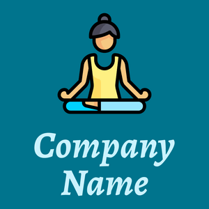Yoga logo on a Teal background - Abstracto