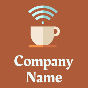 Coffee cup logo on a Orange Roughy background - Essen & Trinken
