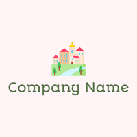 Village logo on a Lavender Blush background - Abstrait