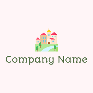 Village logo on a Lavender Blush background - Abstrait