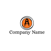 Logo Compas sobre fondo naranja - Construcción & Herramientas Logotipo