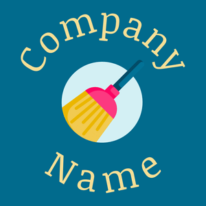 Broom logo on a Teal background - Limpieza & Mantenimiento