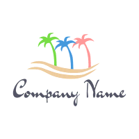 Logo de palmeras coloridas - Viajes & Hoteles Logotipo