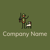 Hunter and dog logo on a green background - Sport
