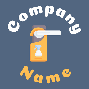 Door hanger logo on a Kashmir Blue background - Limpeza & Manutenção