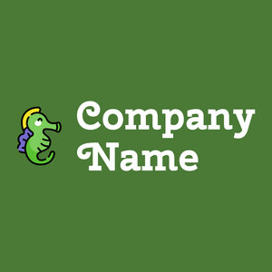 Seahorse logo on a Dark Olive Green background - Animais e Pets