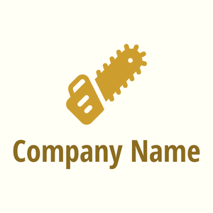 yellow Chainsaw logo  on a beige background - Bau & Werkzeuge