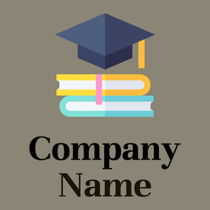 mortarboard and books logo on a grey background - Educación