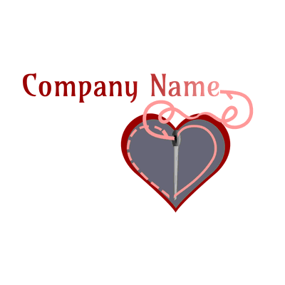 Logotipo corazón e hilo de coser - Moda & Belleza Logotipo