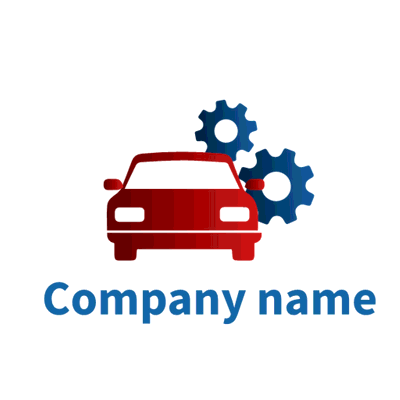 Red car logo with gears - Industrie