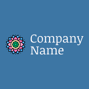 Mandala logo on a Steel Blue background - Blumen