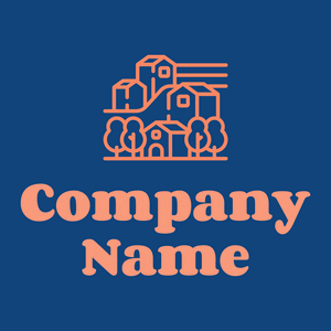 Village logo on a Dark Cerulean background - Abstrait