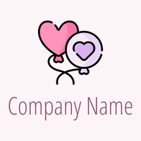 Farbiges Ballon-Logo auf rosafarbenem Hintergrund - Hochzeitsservice