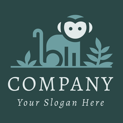 teal monkey in leaves logo - Animals & Pets
