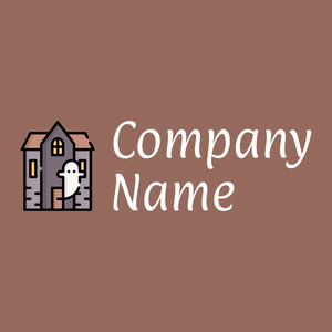 Haunted house logo on a Dark Chestnut background - Arquitetura