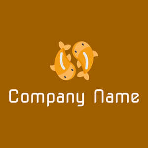 Koi fish logo on a Olive background - Abstracto
